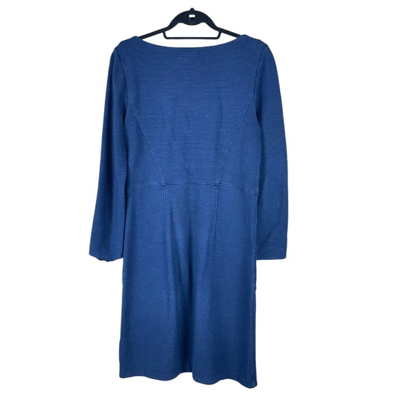 boden trinity jersey dress 3/4 sleeves pockets boat neck US 6 UK 10 Blue Ribbed - Picture 7 of 7